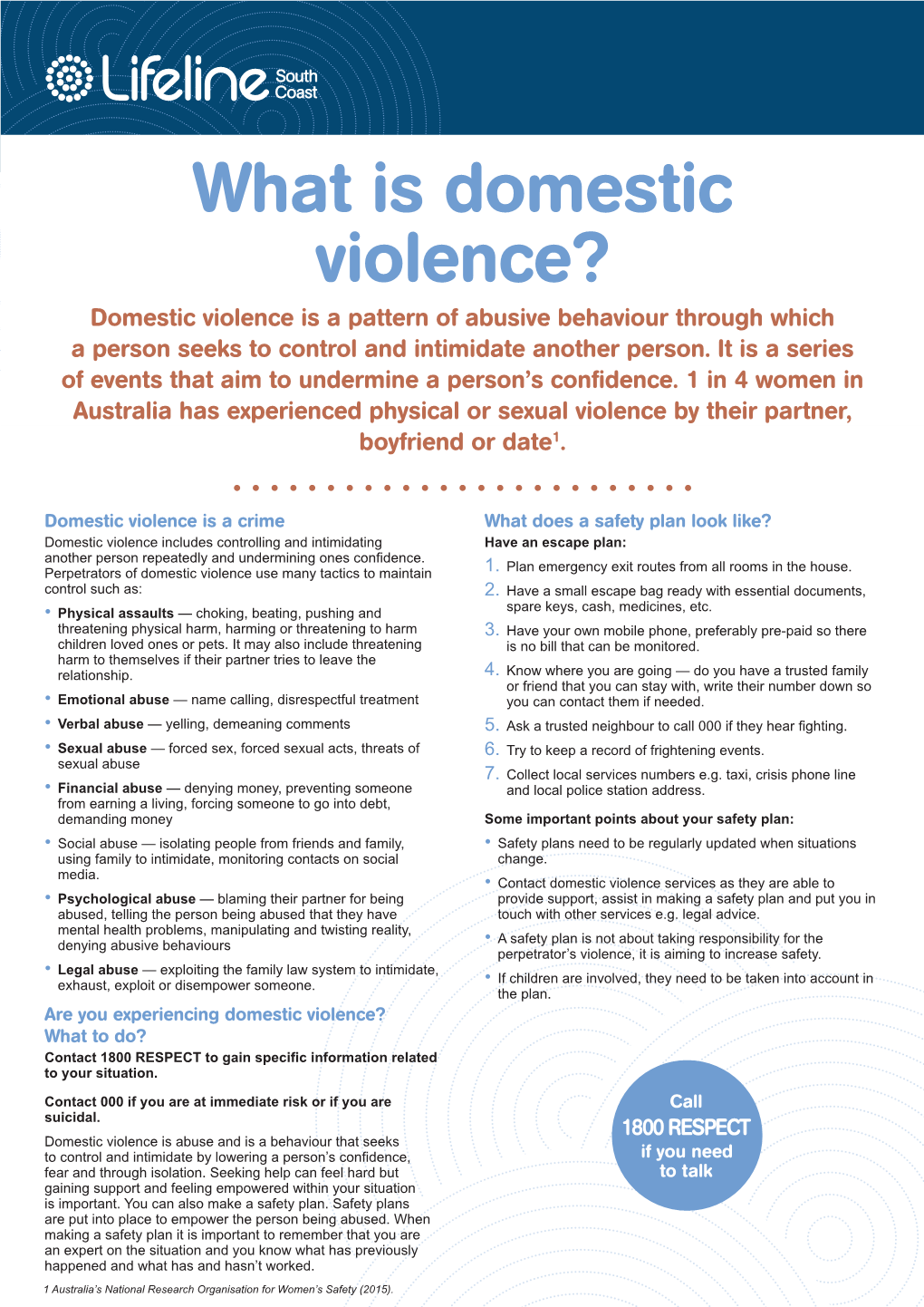 What Is Domestic Violence? Domestic Violence Is a Pattern of Abusive Behaviour Through Which a Person Seeks to Control and Intimidate Another Person