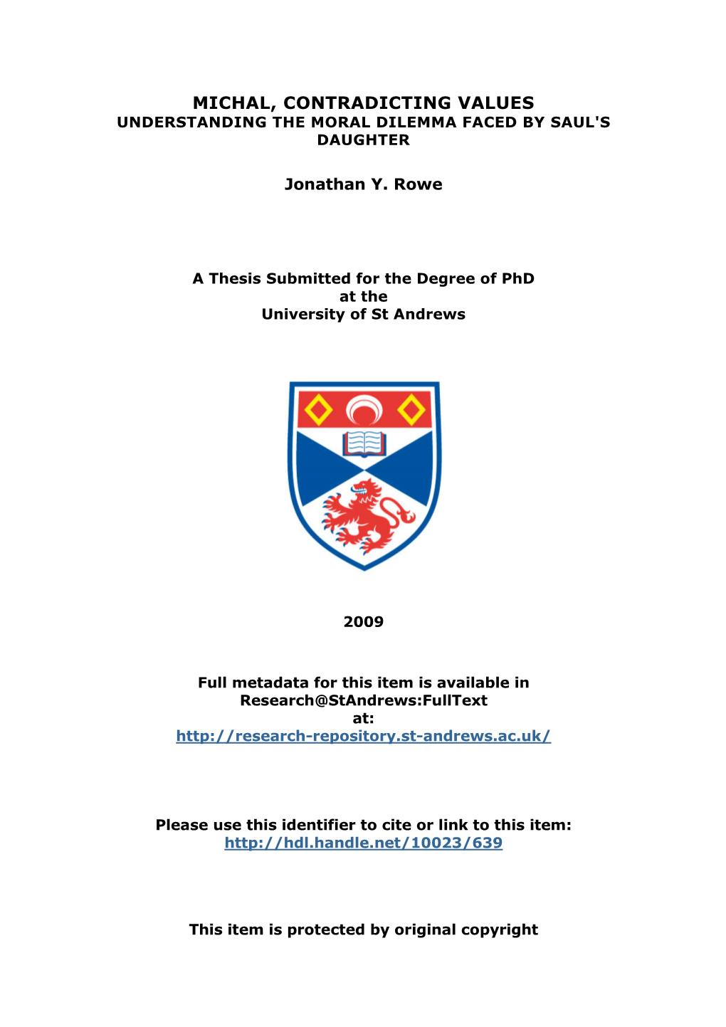 Jonathan Y. Rowe Phd Thesis