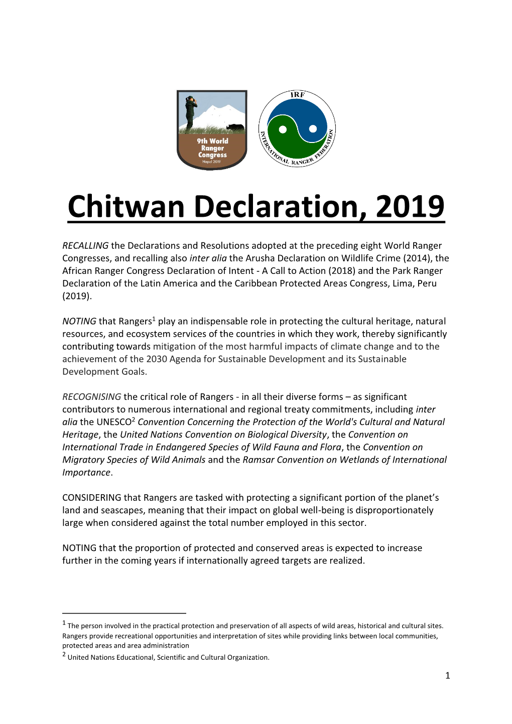 Chitwan Declaration, 2019