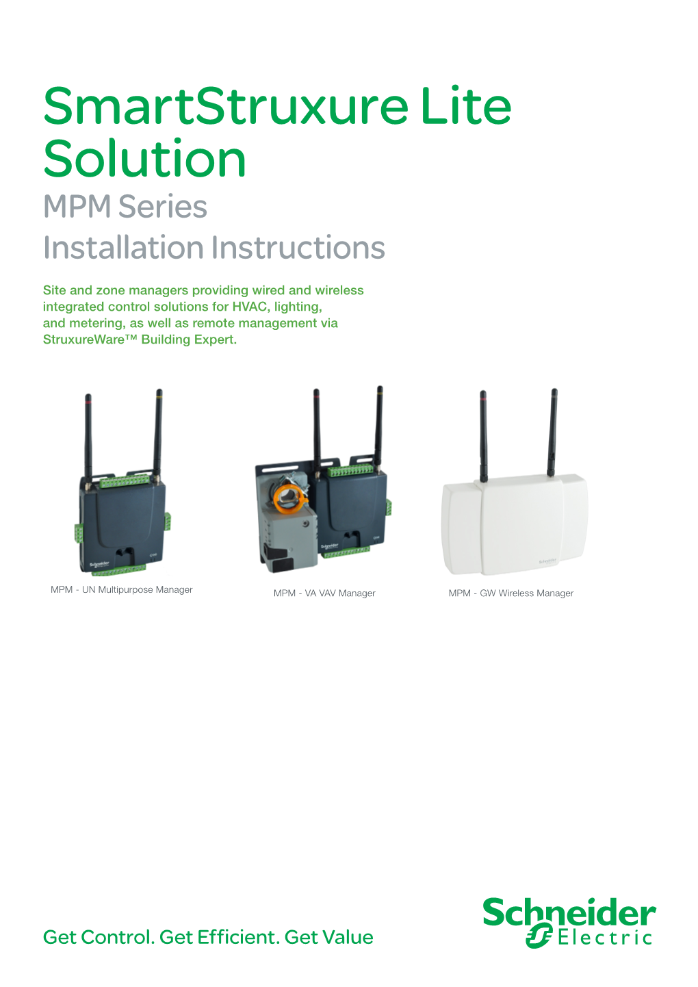 Smartstruxure Lite Solution MPM Series Installation Instructions