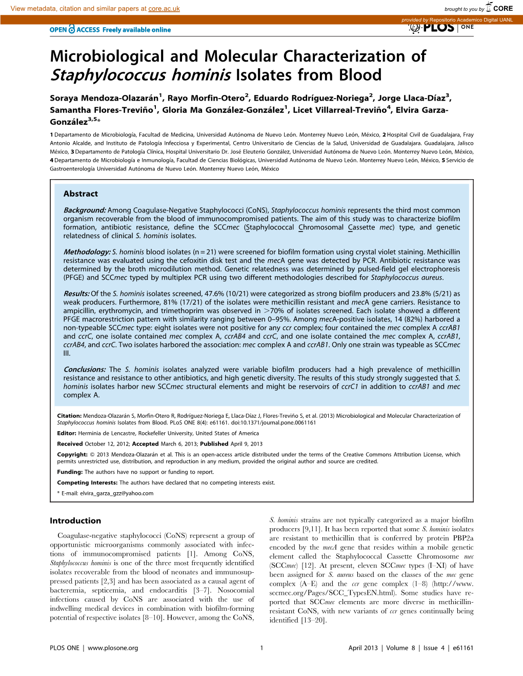 Staphylococcus Hominis Isolates from Blood