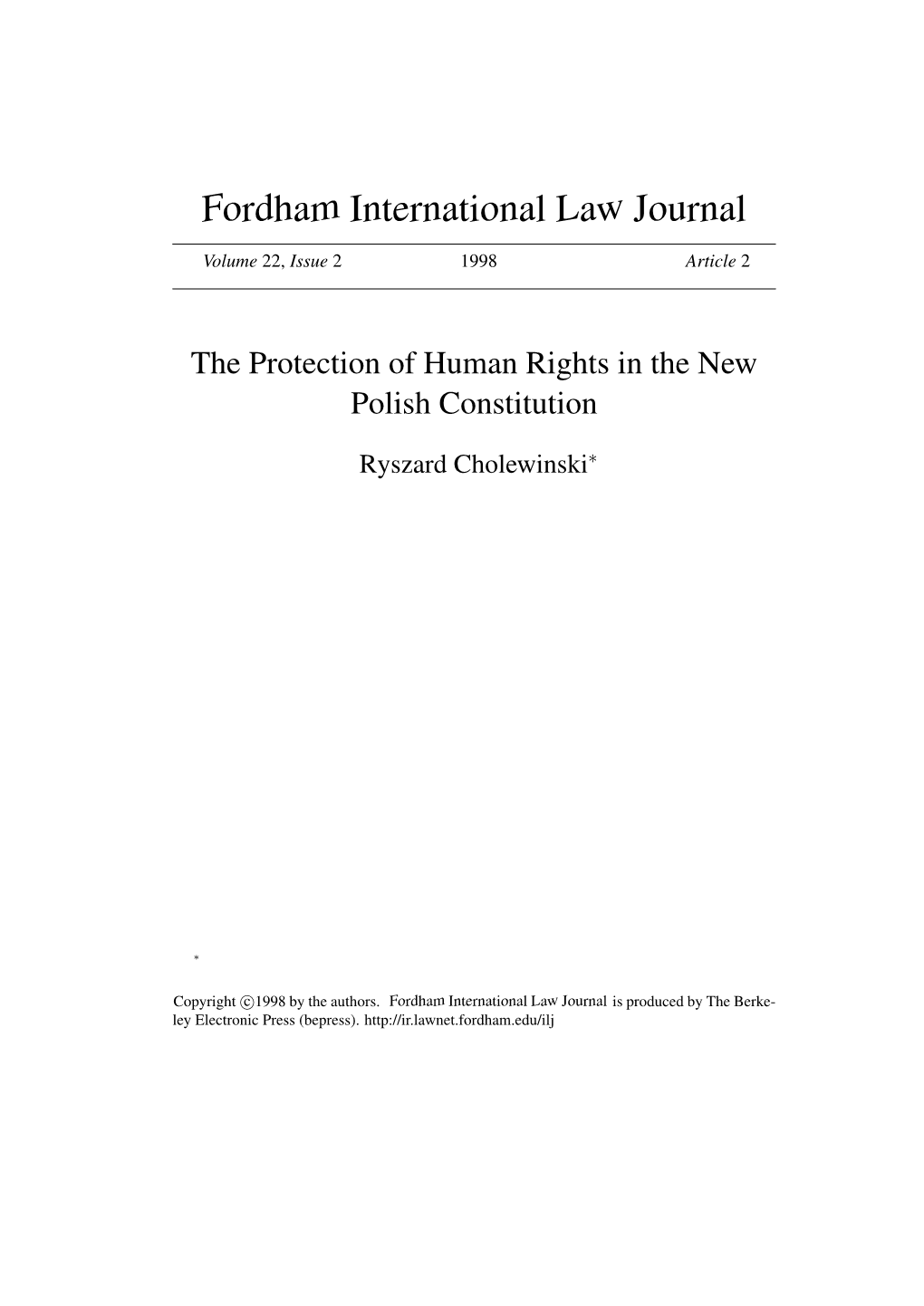 The Protection of Human Rights in the New Polish Constitution