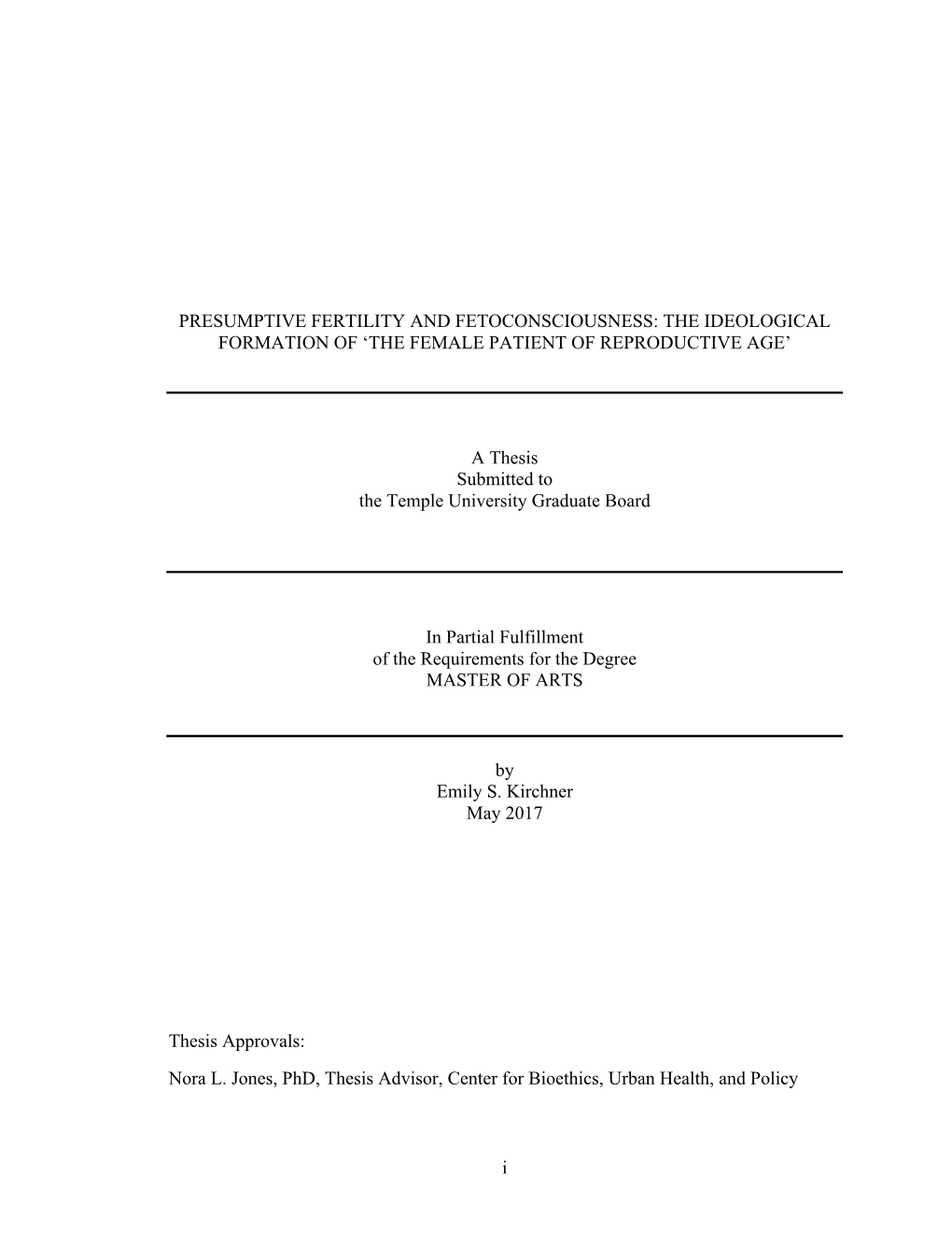 Presumptive Fertility and Fetoconsciousness: the Ideological Formation of ‘The Female Patient of Reproductive Age’