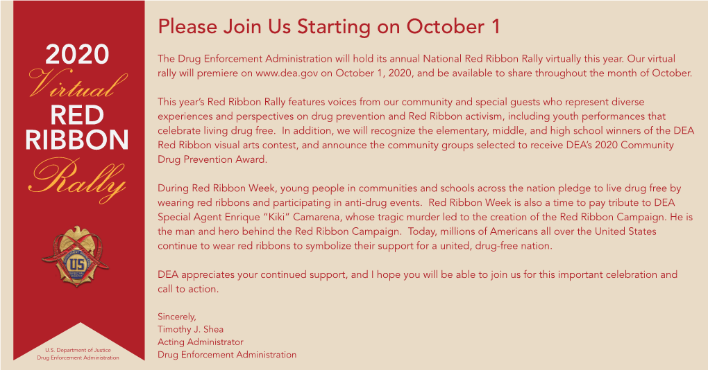 DEA Virtual Red Ribbon Rally Invitation