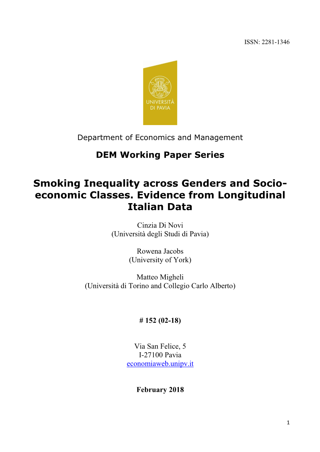 Smoking Inequality Across Genders and Socio- Economic Classes