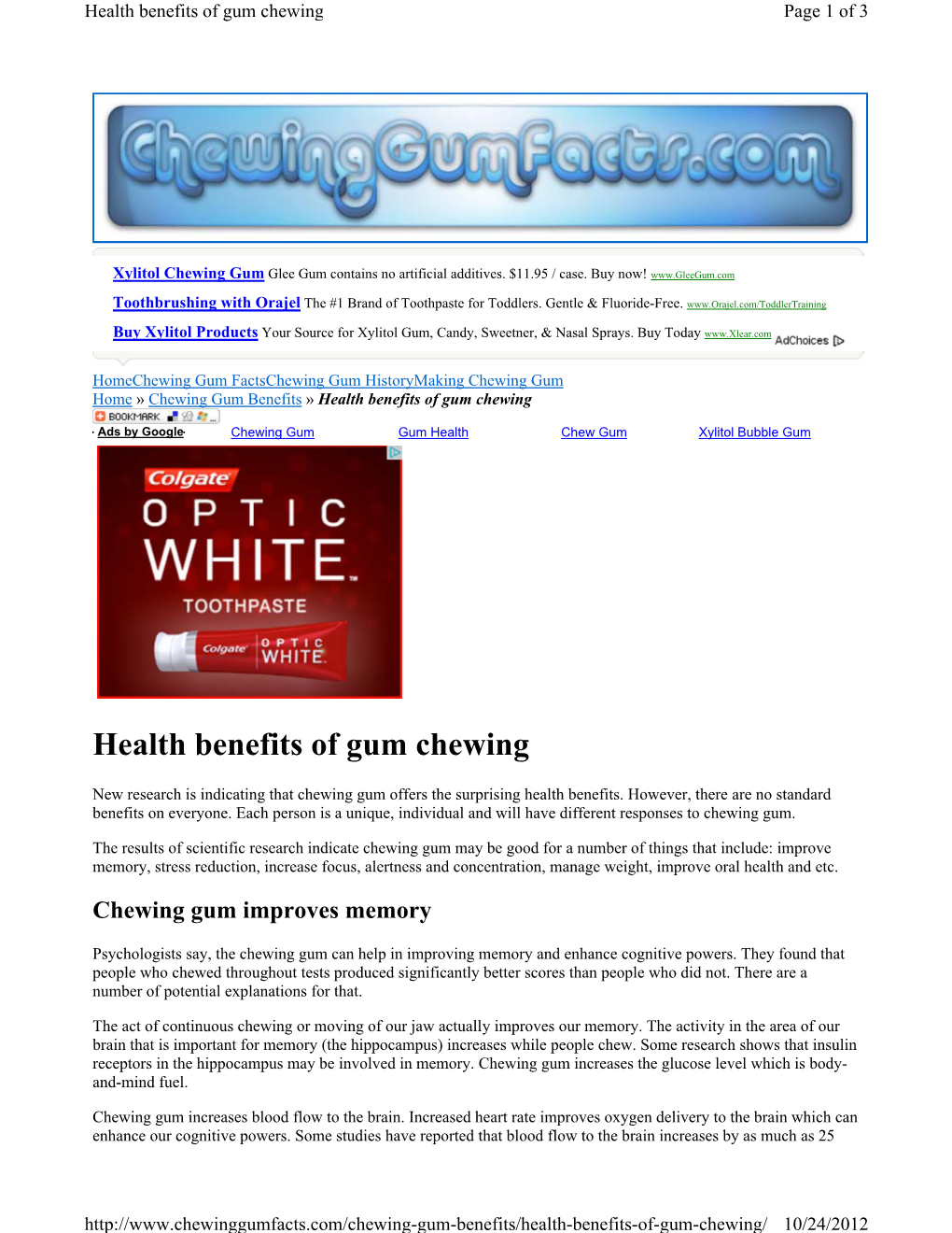 Health Benefits of Gum Chewing Page 1 of 3