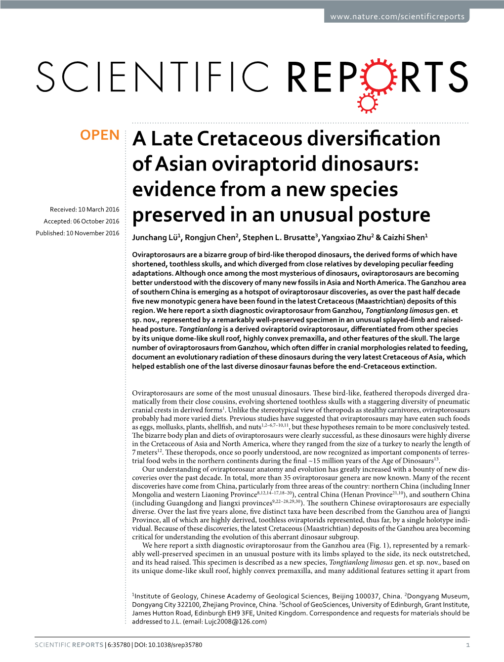 A Late Cretaceous Diversification of Asian Oviraptorid Dinosaurs