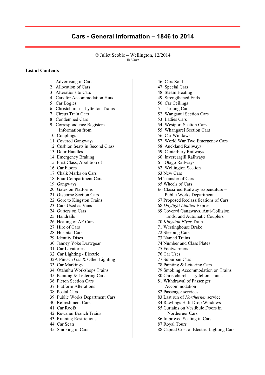 Cars - General Information 1846 to 2014