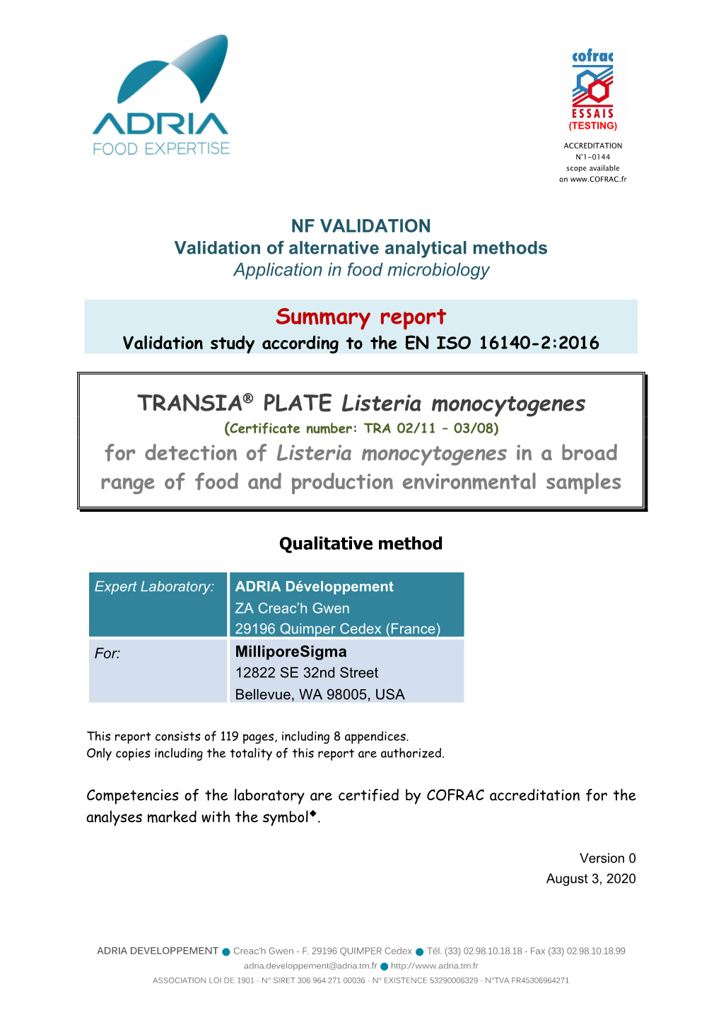 Summary Report TRANSIA® PLATE Listeria