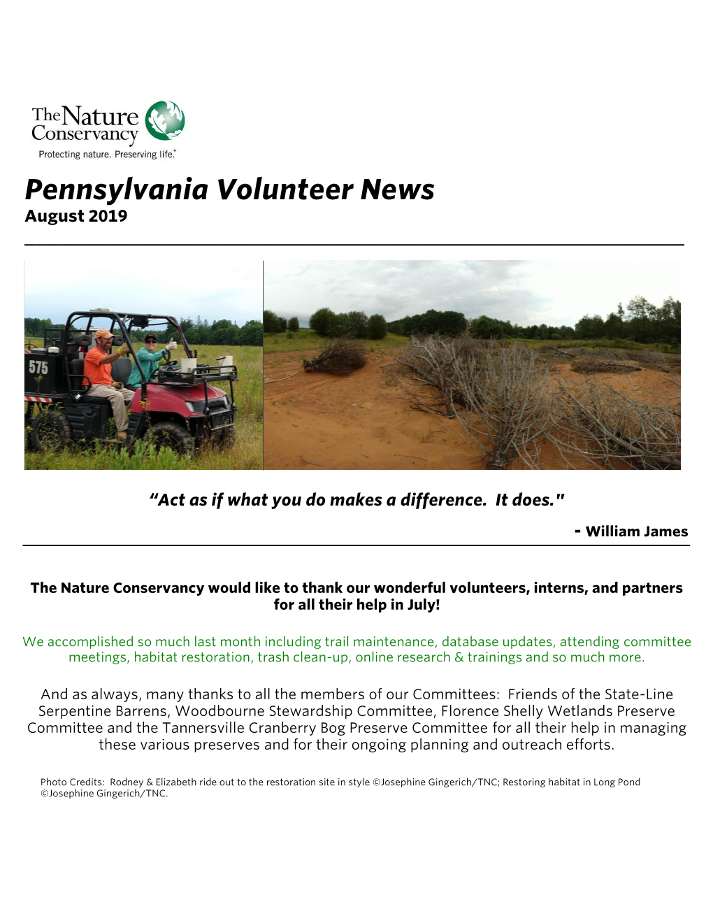 Pennsylvania Volunteer News August 2019 ______