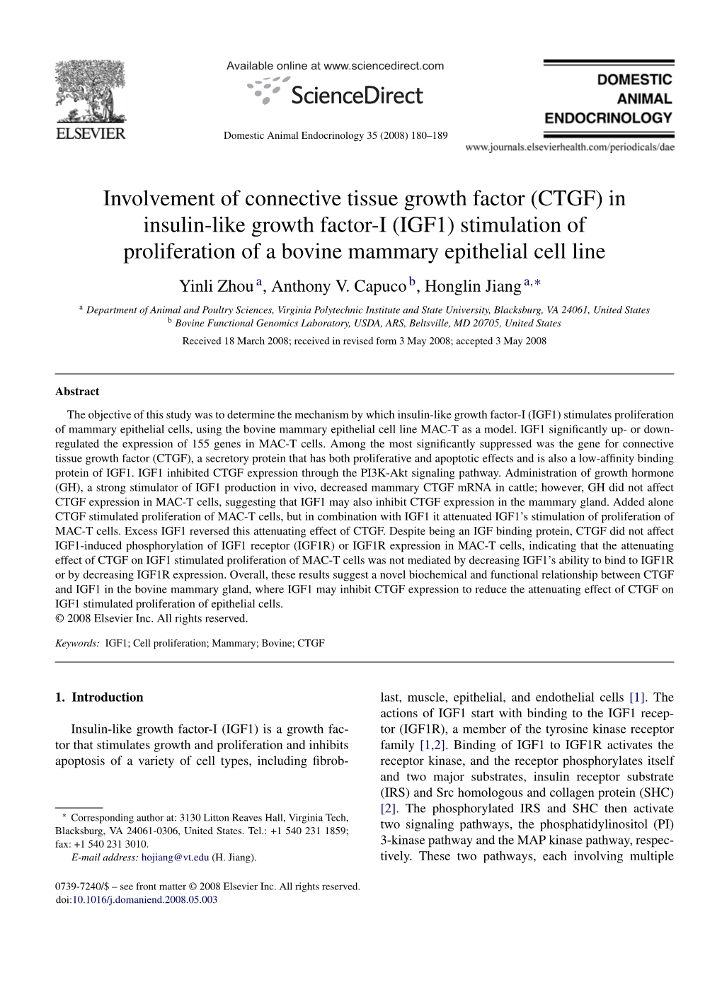 Involvement of Connective Tissue Growth Factor (CTGF) in Insulin-Like