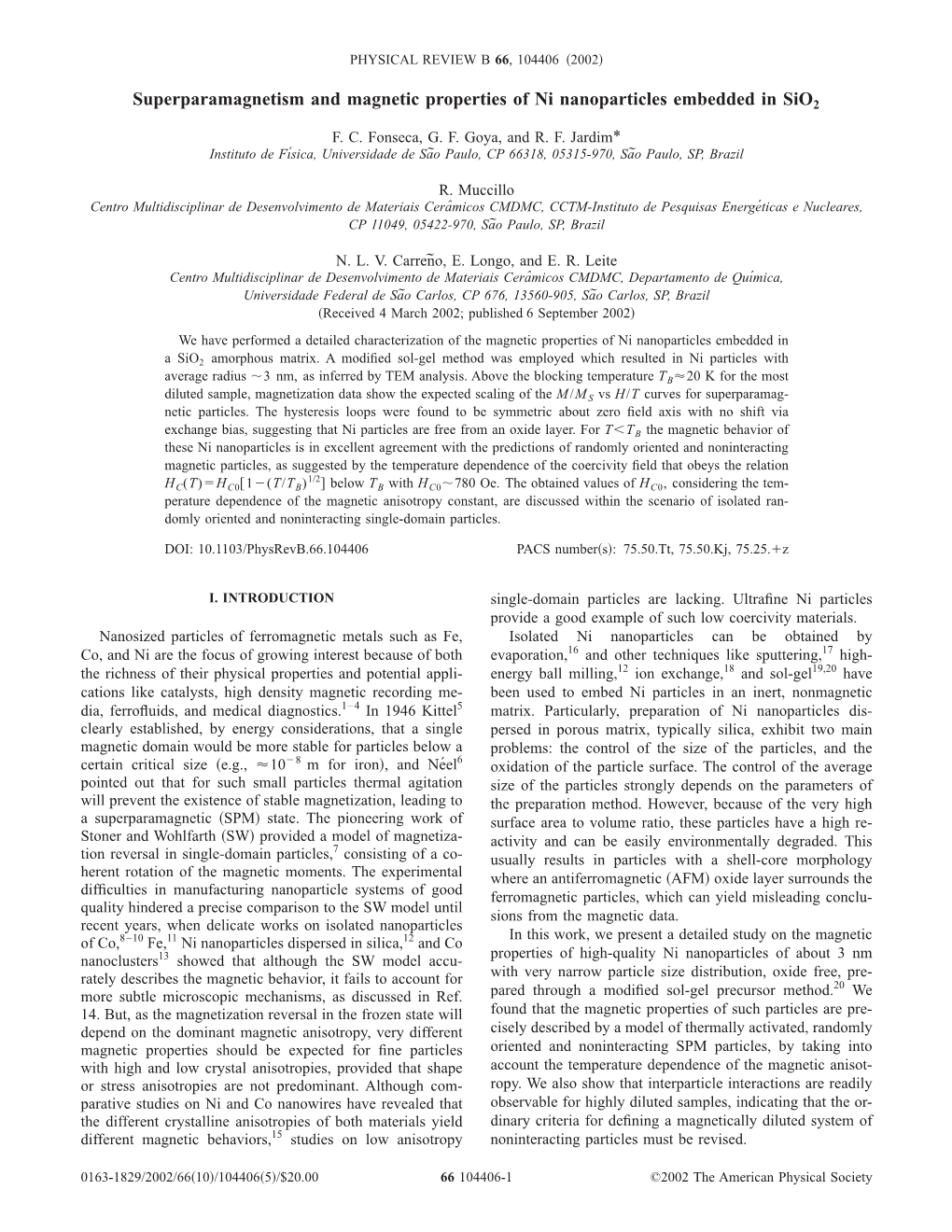 Superparamagnetism and Magnetic Properties of Ni Nanoparticles Embedded in Sio2