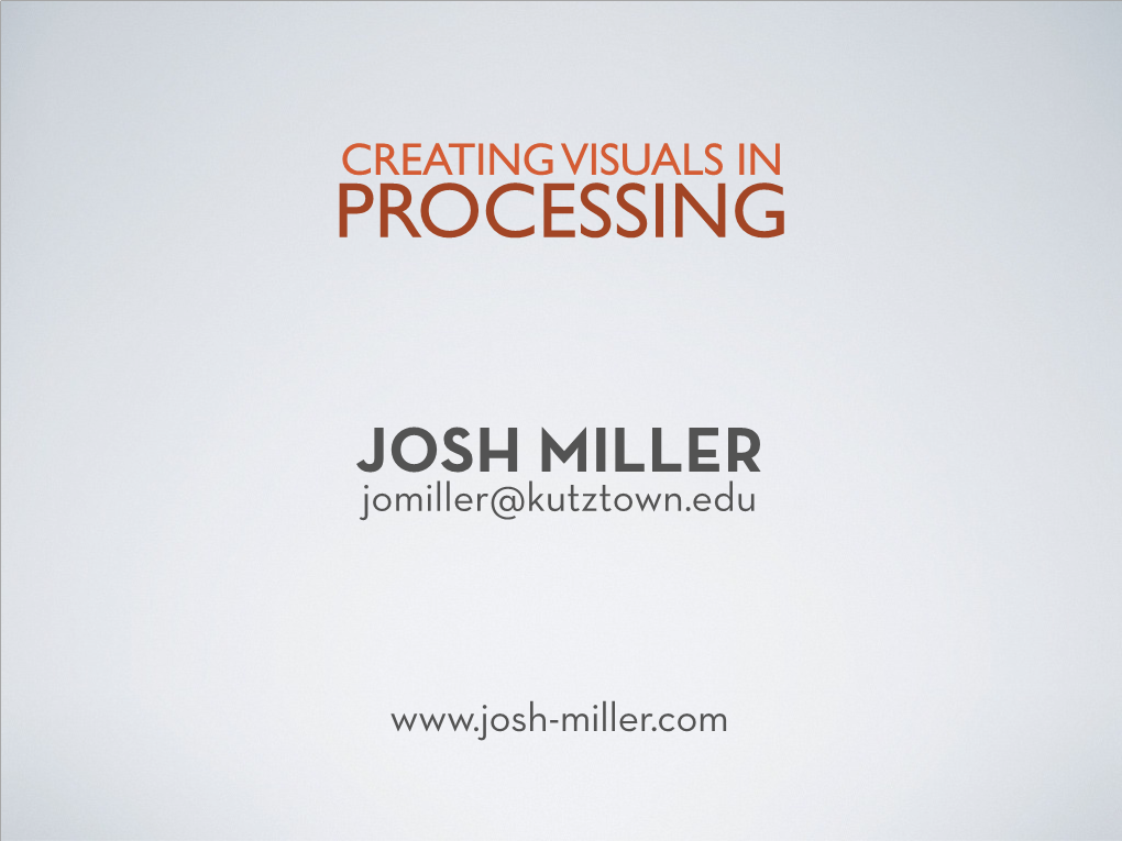 JOSH MILLER Jomiller@Kutztown.Edu