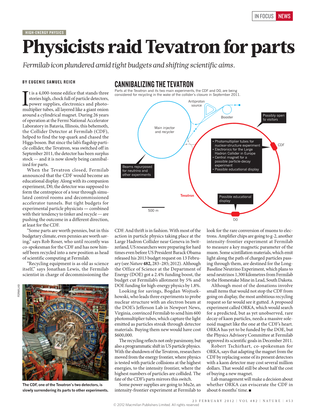 Physicists Raid Tevatron for Parts Fermilab Icon Plundered Amid Tight Budgets and Shifting Scientific Aims