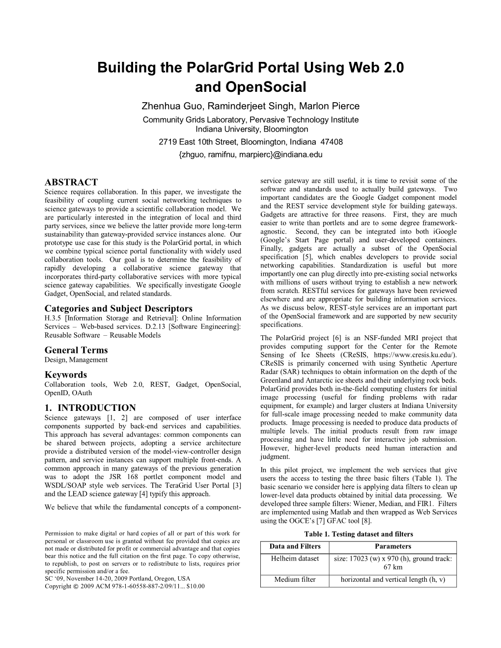 Building the Polargrid Portal Using Web 2.0 and Opensocial