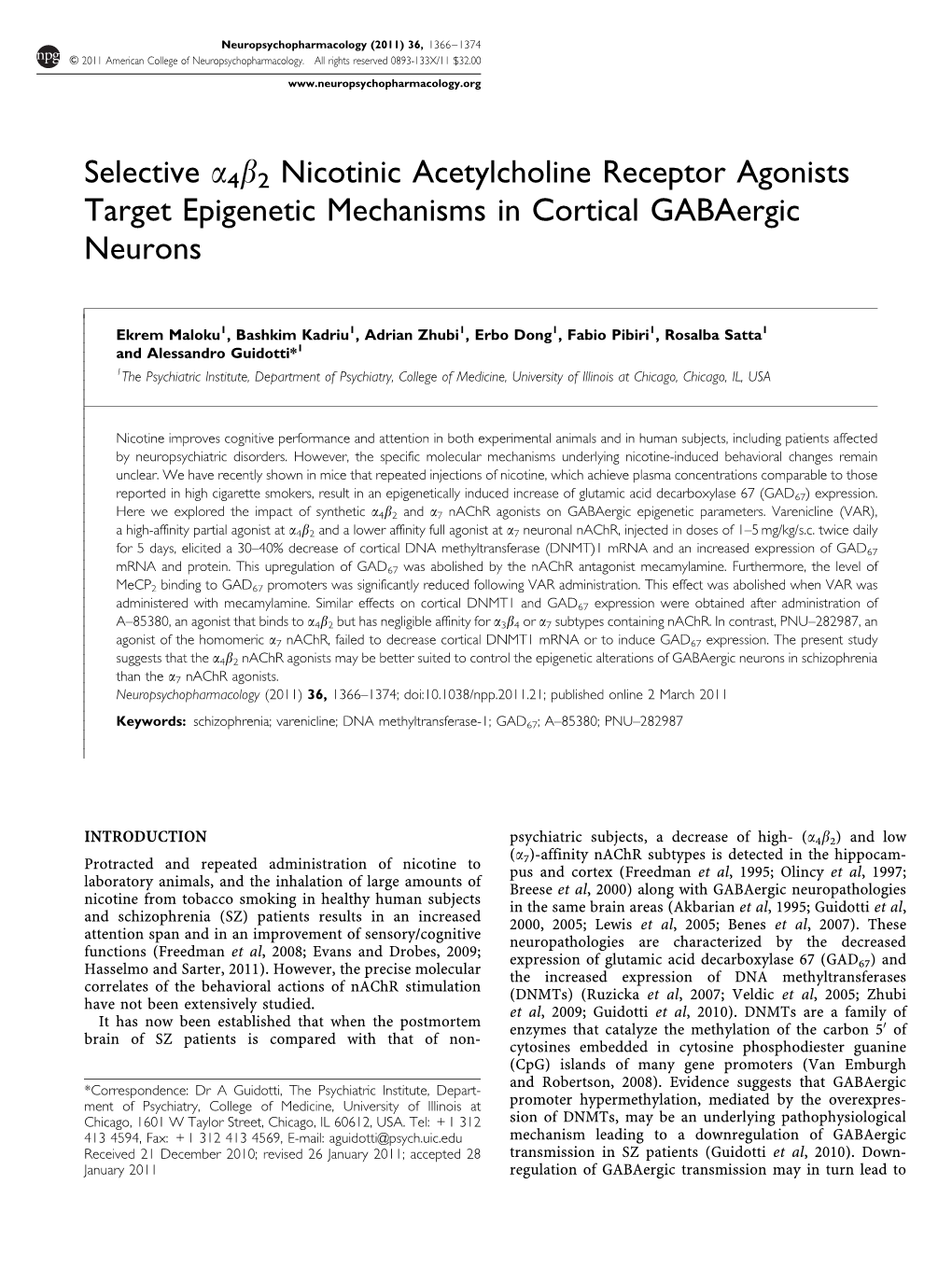 Selective Α4β2 Nicotinic Acetylcholine Receptor Agonists Target