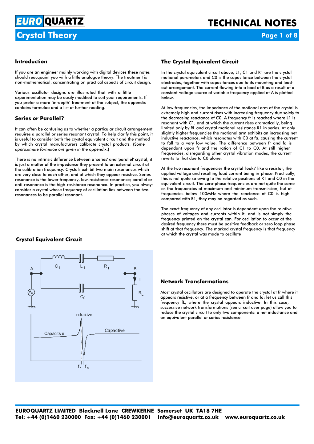 EURO QUARTZ TECHNICAL NOTES Crystal Theory Page 1 of 8