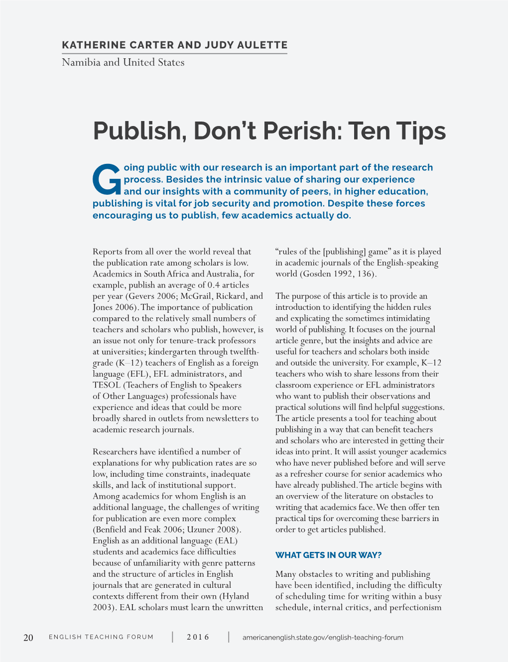 Publish, Don't Perish