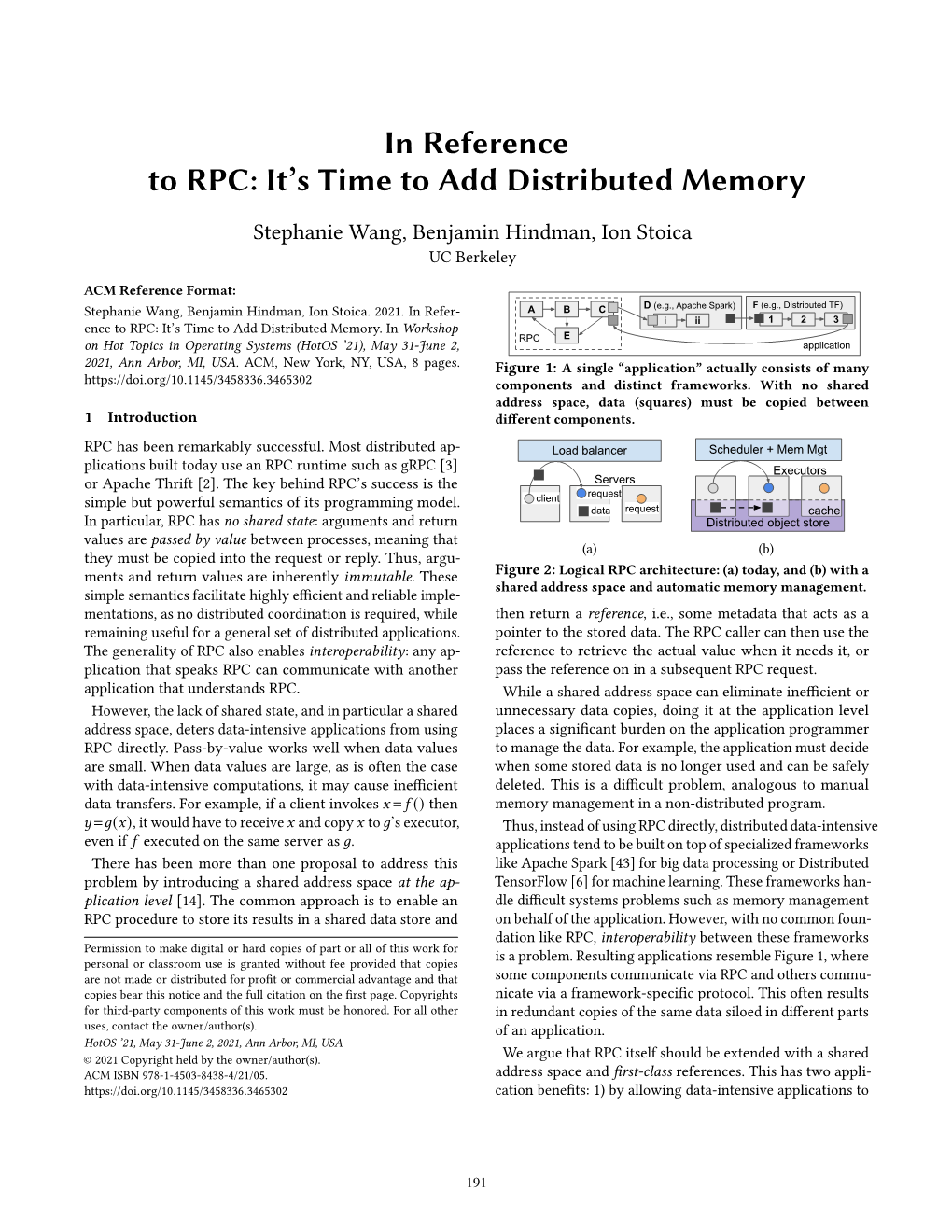 In Reference to RPC: It's Time to Add Distributed Memory