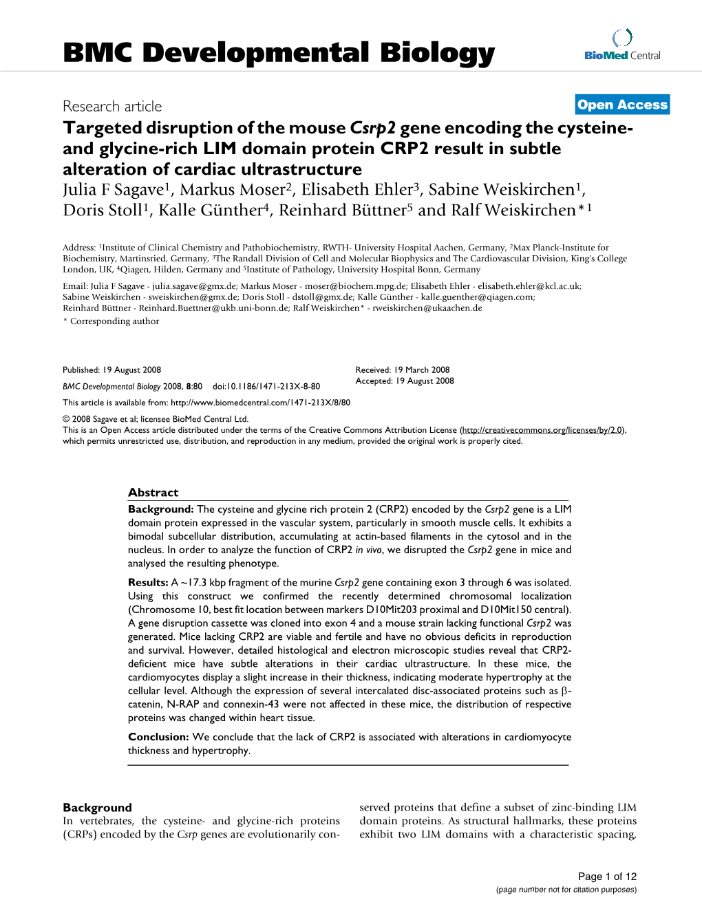 BMC Developmental Biology Biomed Central