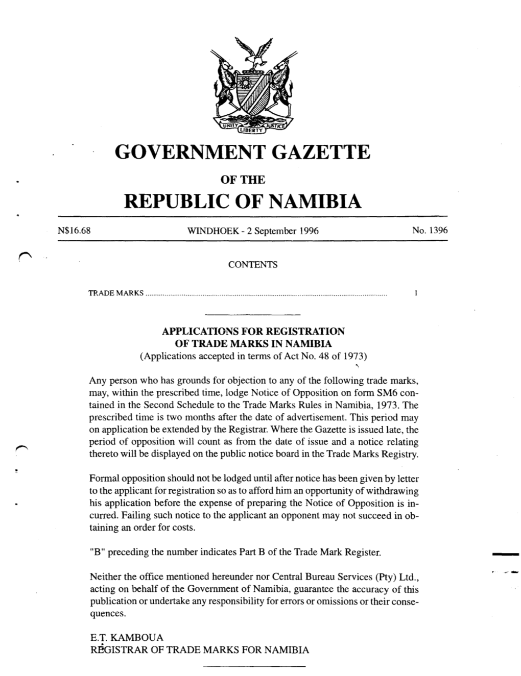 Government Gazette Republic of Namibia