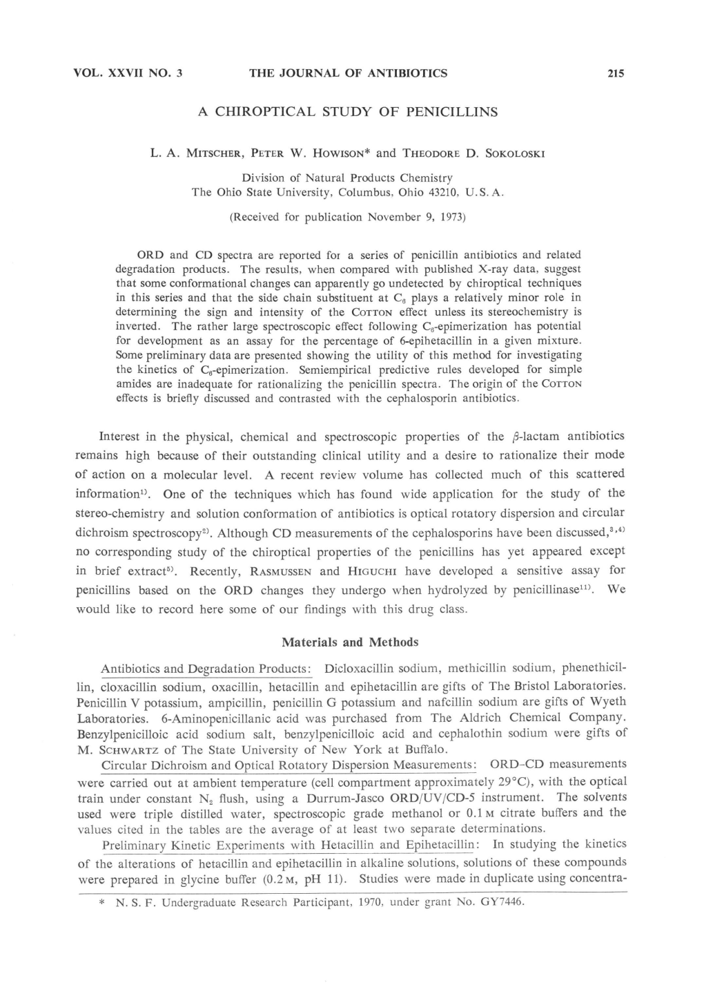 Interest in the Physical, Chemical and Spectroscopic Properties of the P