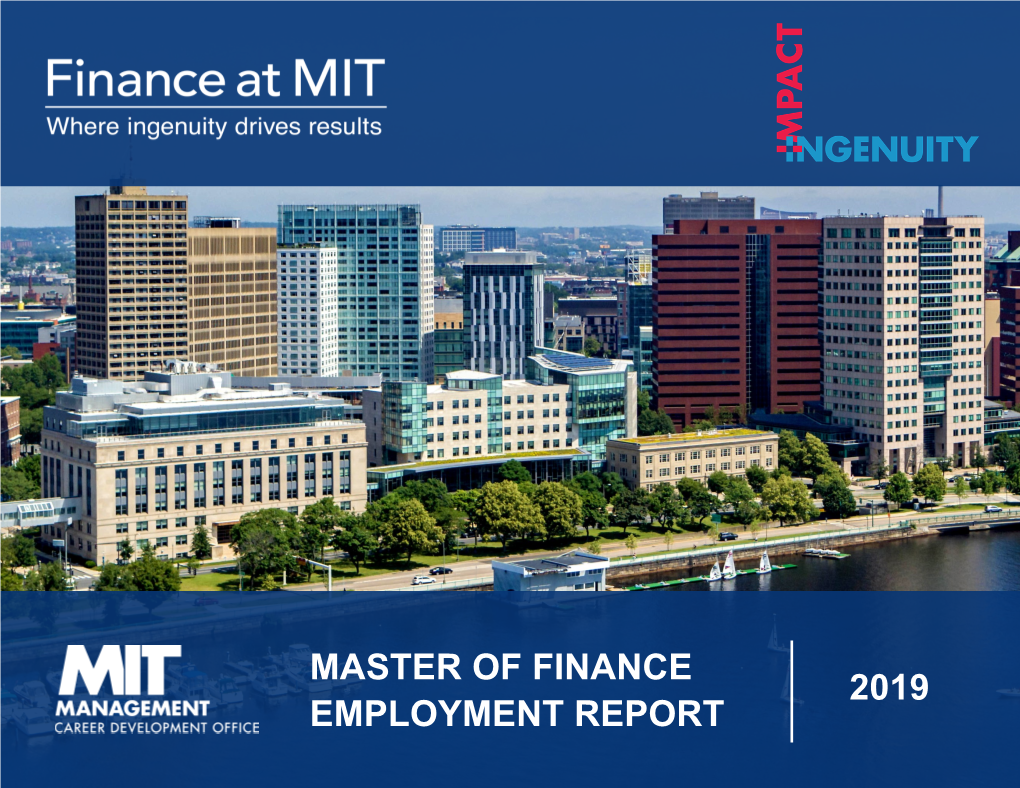 Master of Finance Employment Report 2019