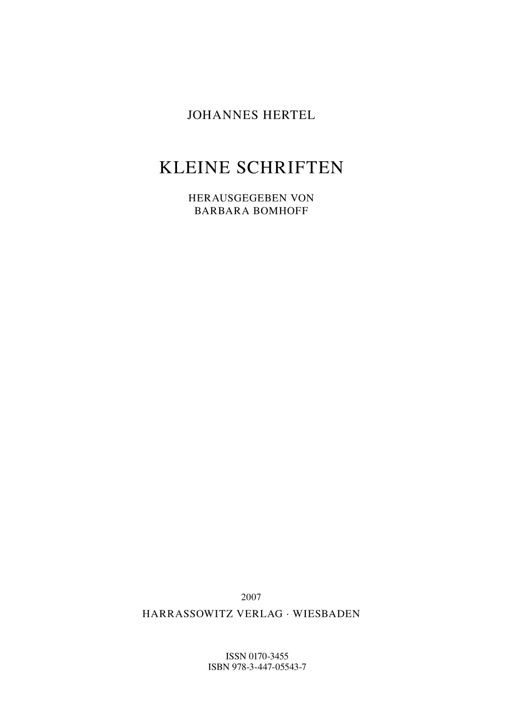 Kleine Schriften