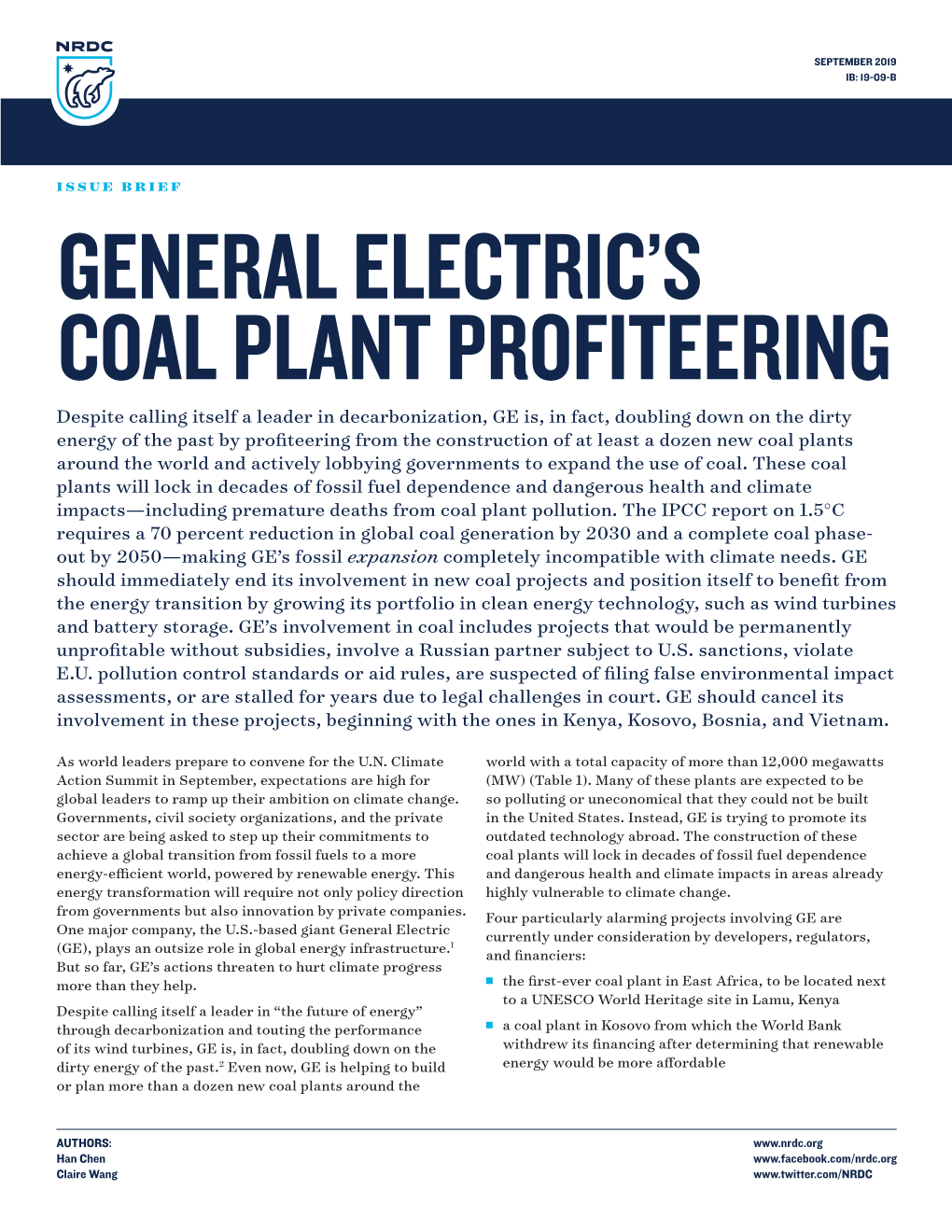 General Electric's Coal Plant Profiteering (PDF)