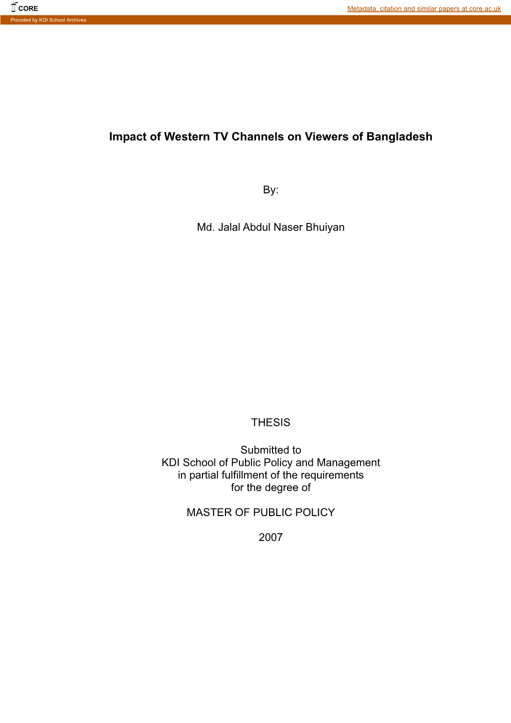 Impact of Western TV Channels on Viewers of Bangladesh