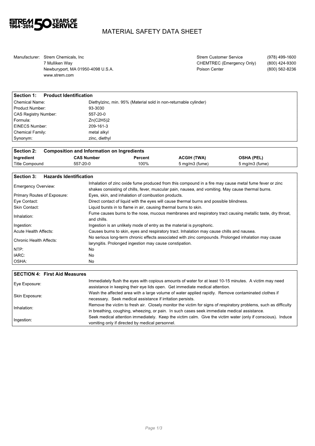 Material Safety Data Sheet