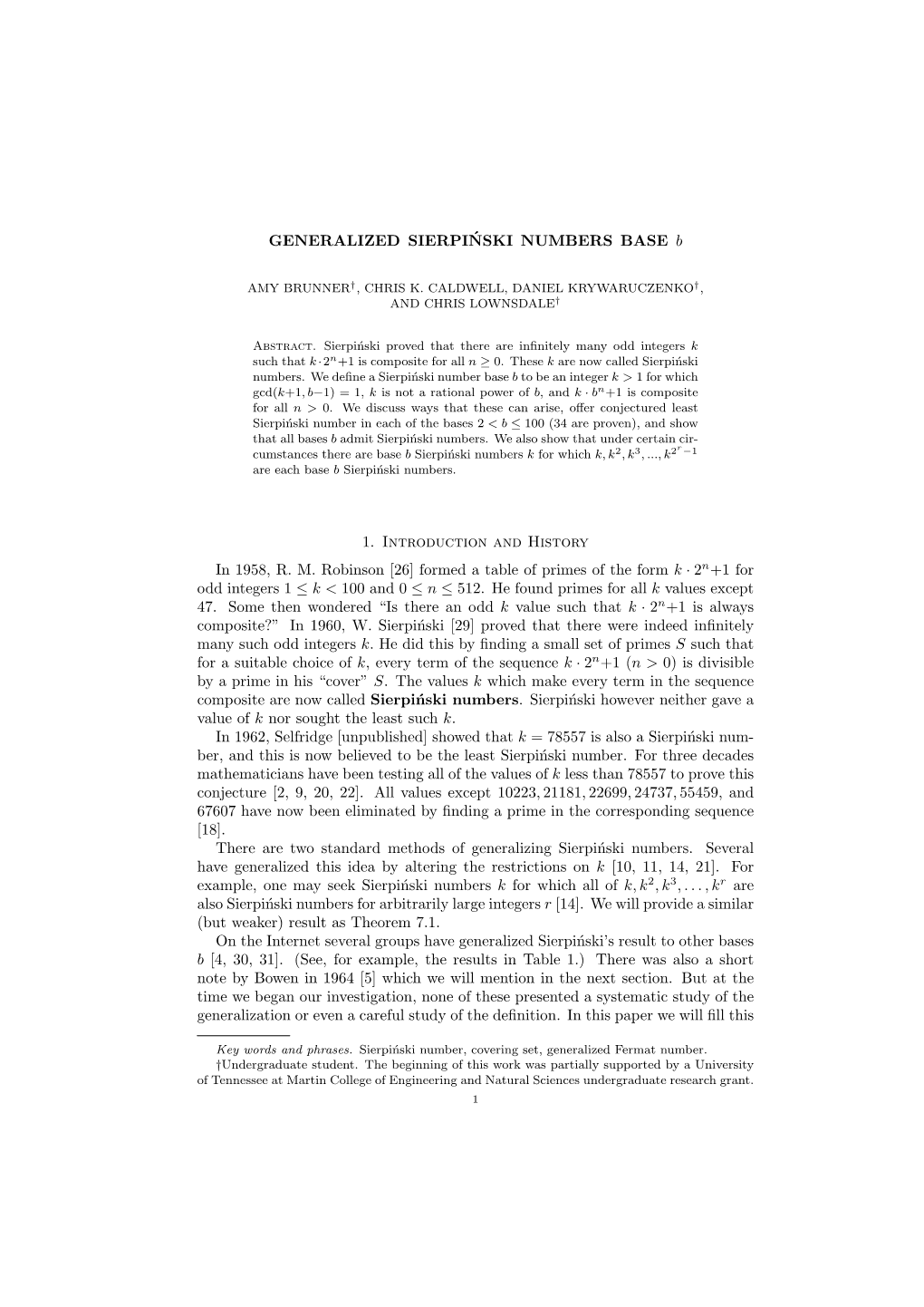 GENERALIZED SIERPINSKI NUMBERS BASE B