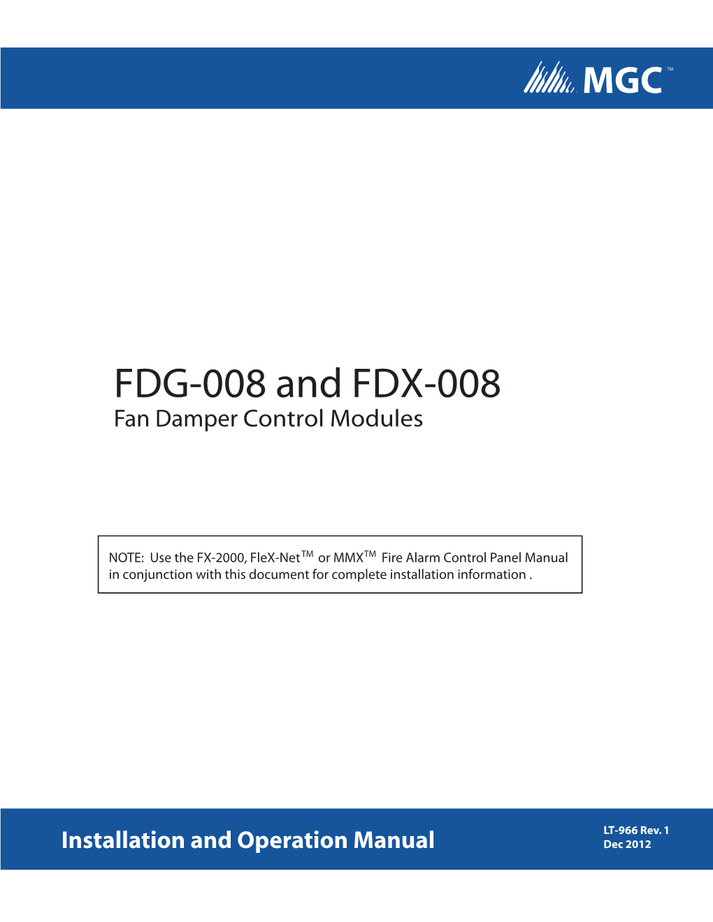 FDG-008 and FDX-008 Fan Damper Control Modules