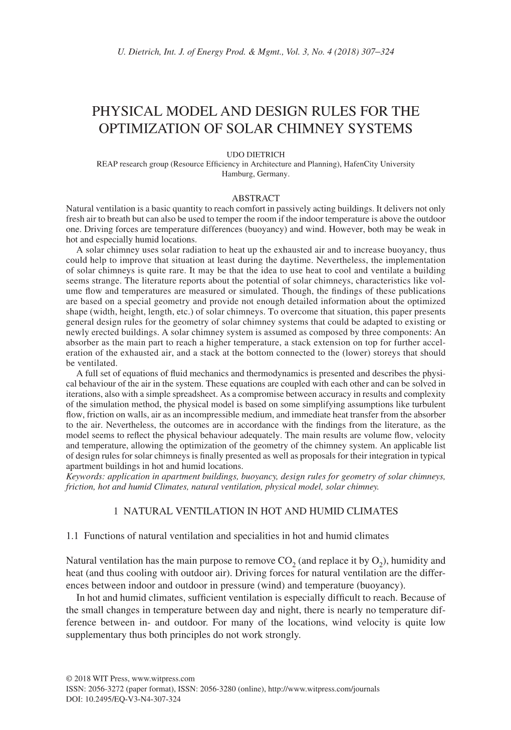 Physical Model and Design Rules for the Optimization of Solar Chimney Systems