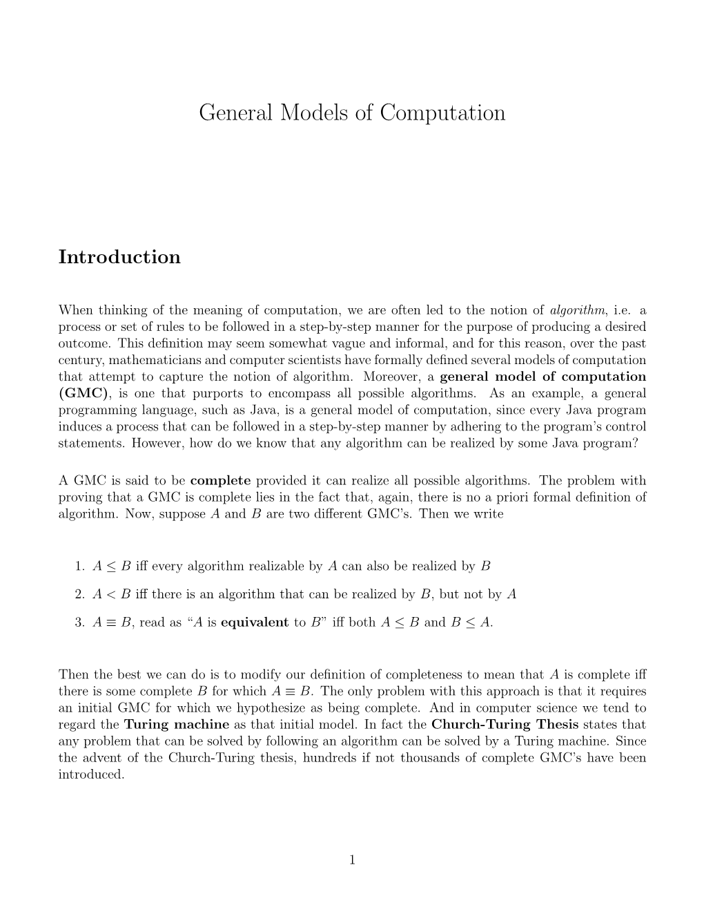 General Models of Computation