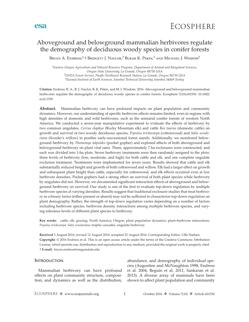 Aboveground and Belowground Mammalian Herbivores Regulate the Demography of Deciduous Woody Species in Conifer Forests Bryan A