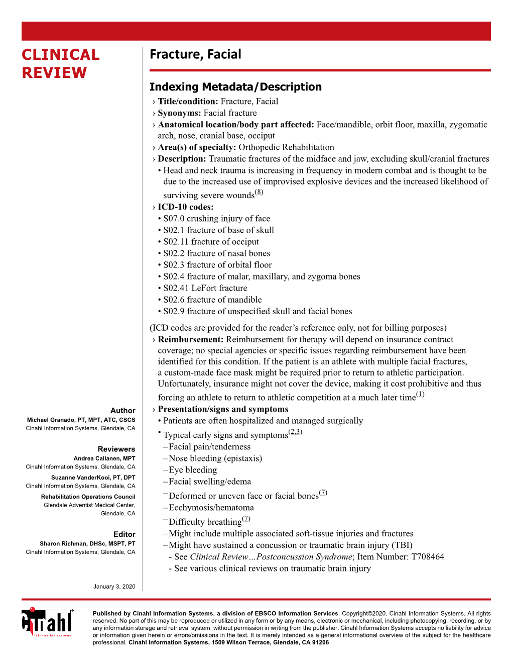 Clinical Review: Facial Fracture