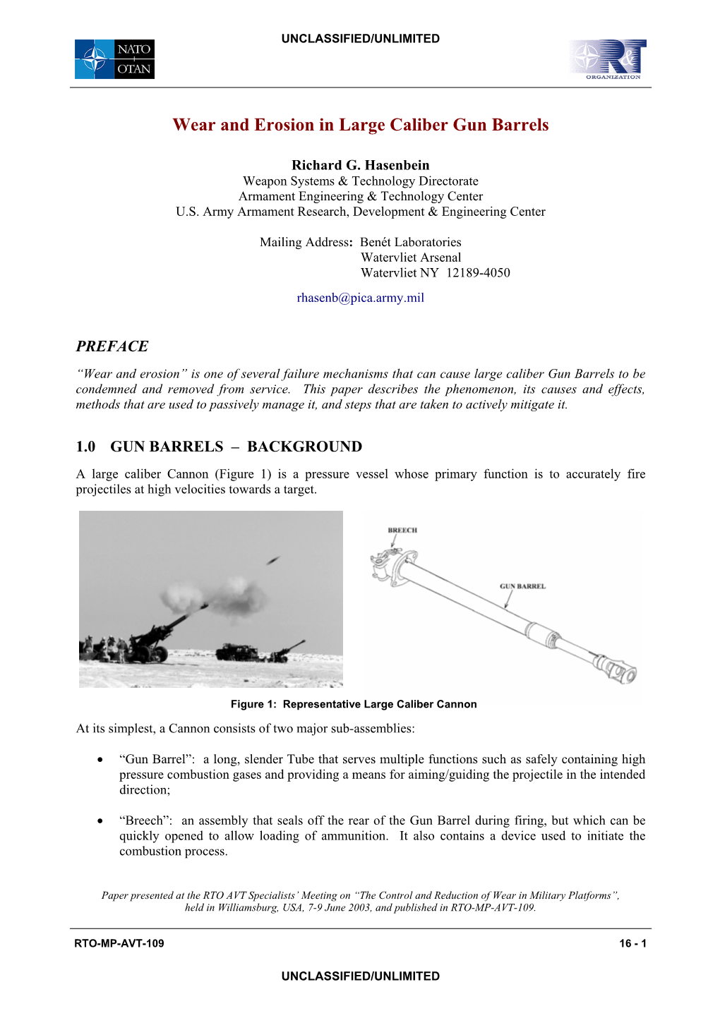 Wear and Erosion in Large Caliber Gun Barrels