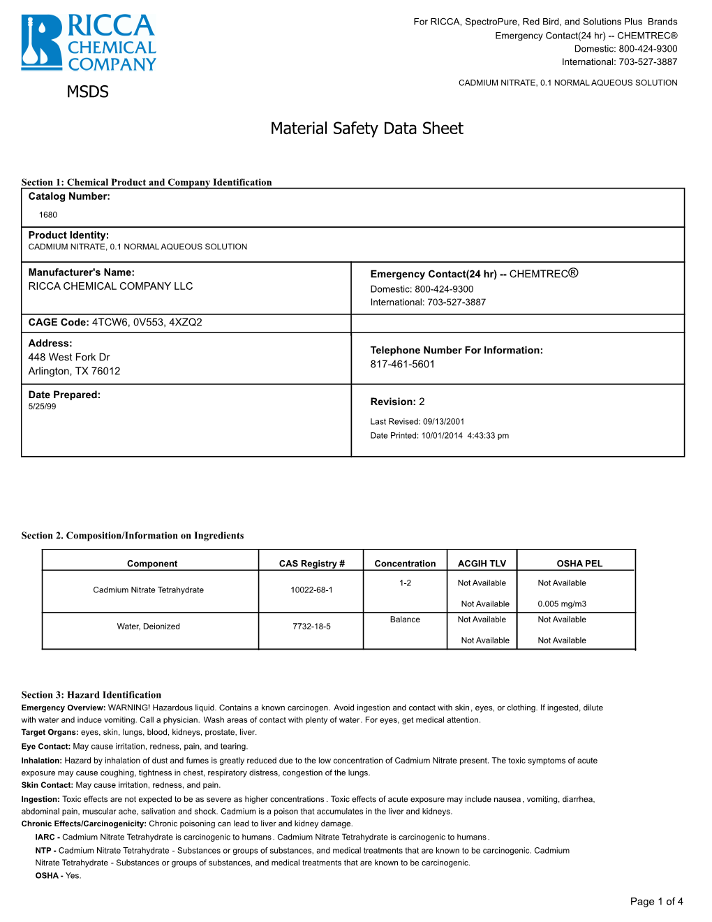 MSDS Material Safety Data Sheet