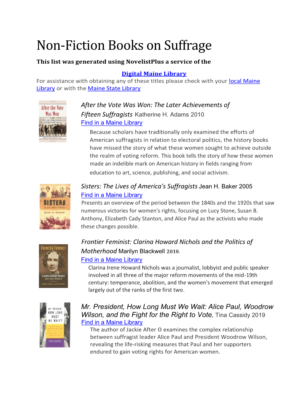 Non-Fiction Books on Suffrage