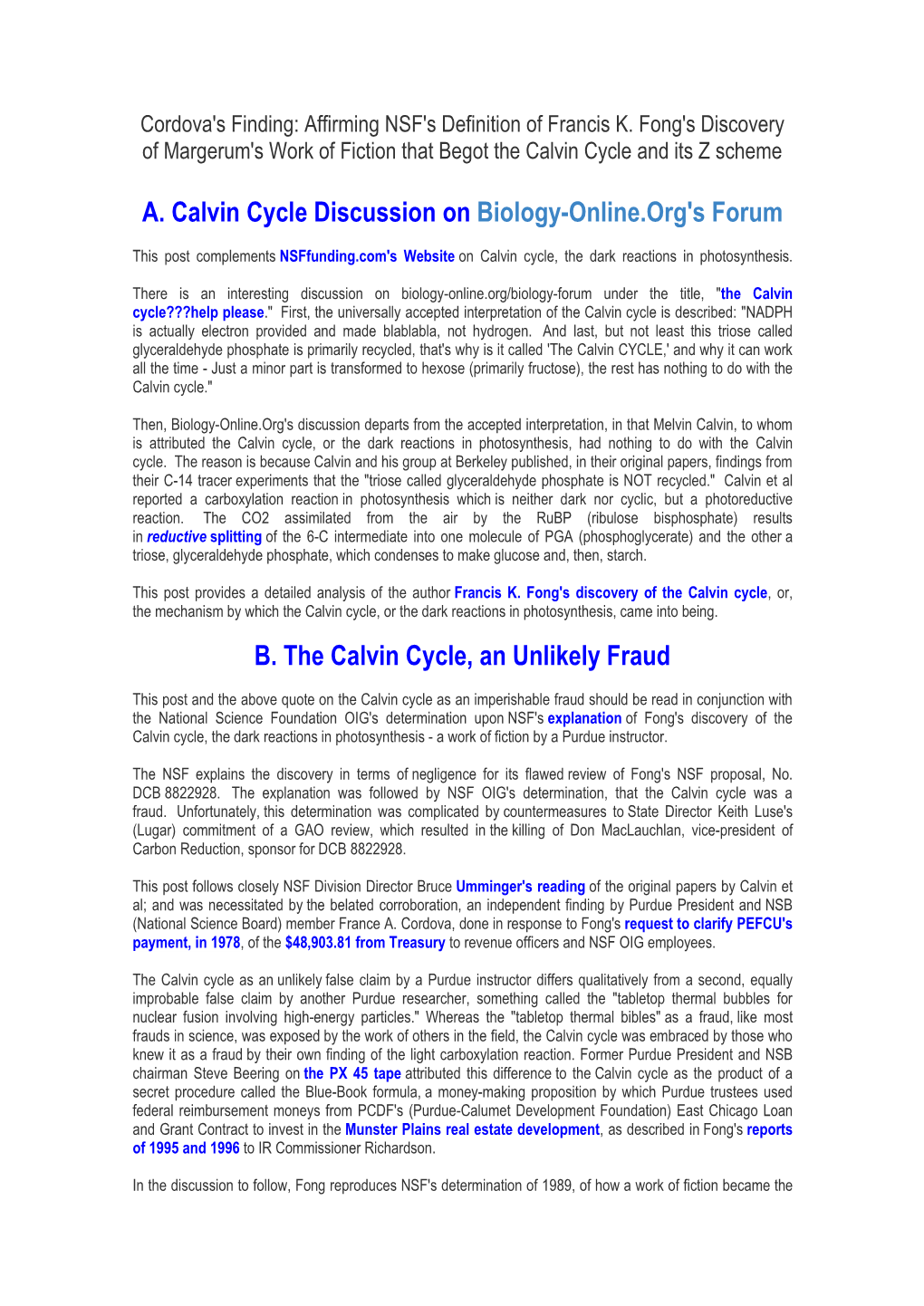 A. Calvin Cycle Discussion on Biology-Online.Org's Forum