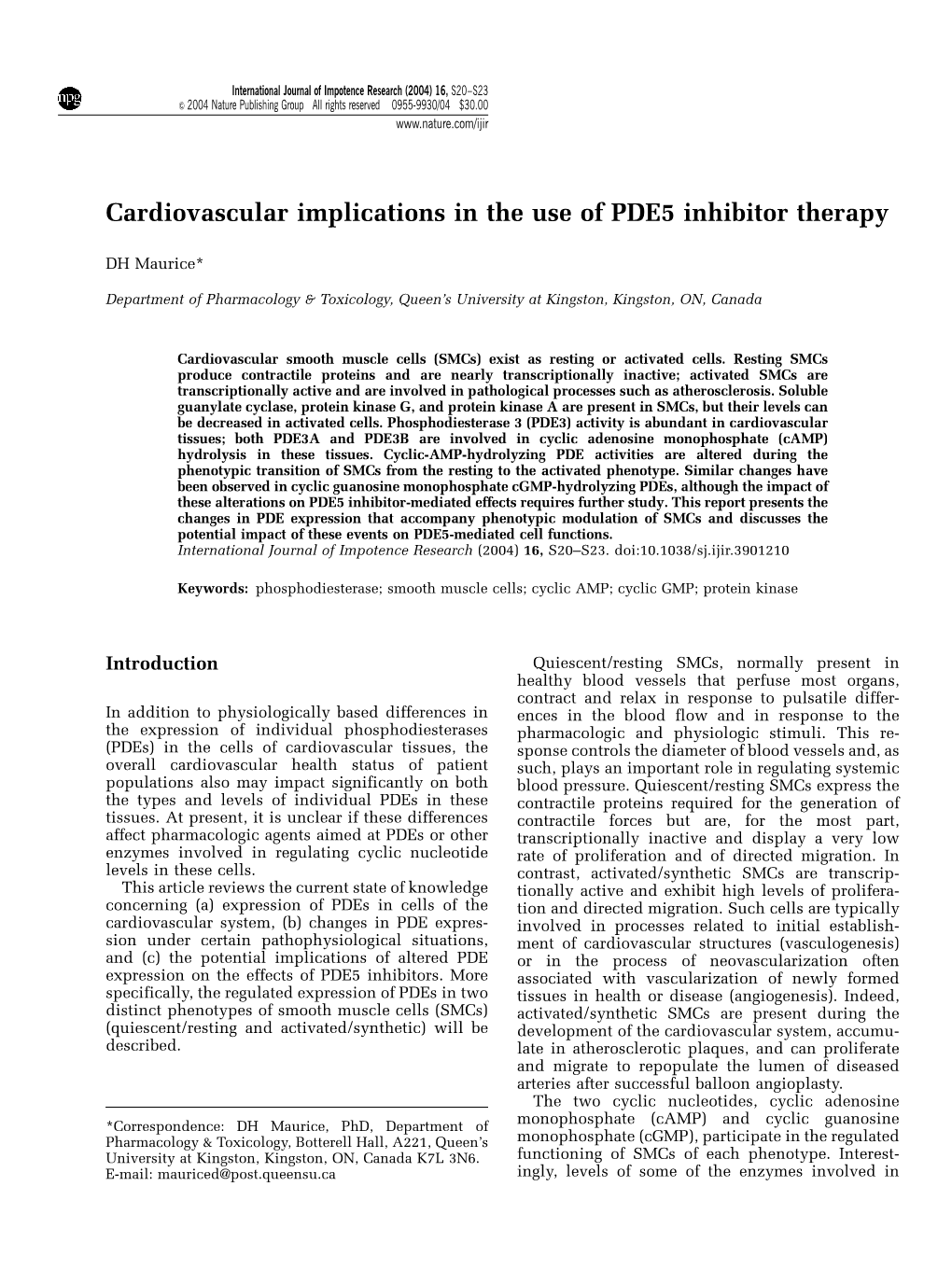 Cardiovascular Implications in the Use of PDE5 Inhibitor Therapy