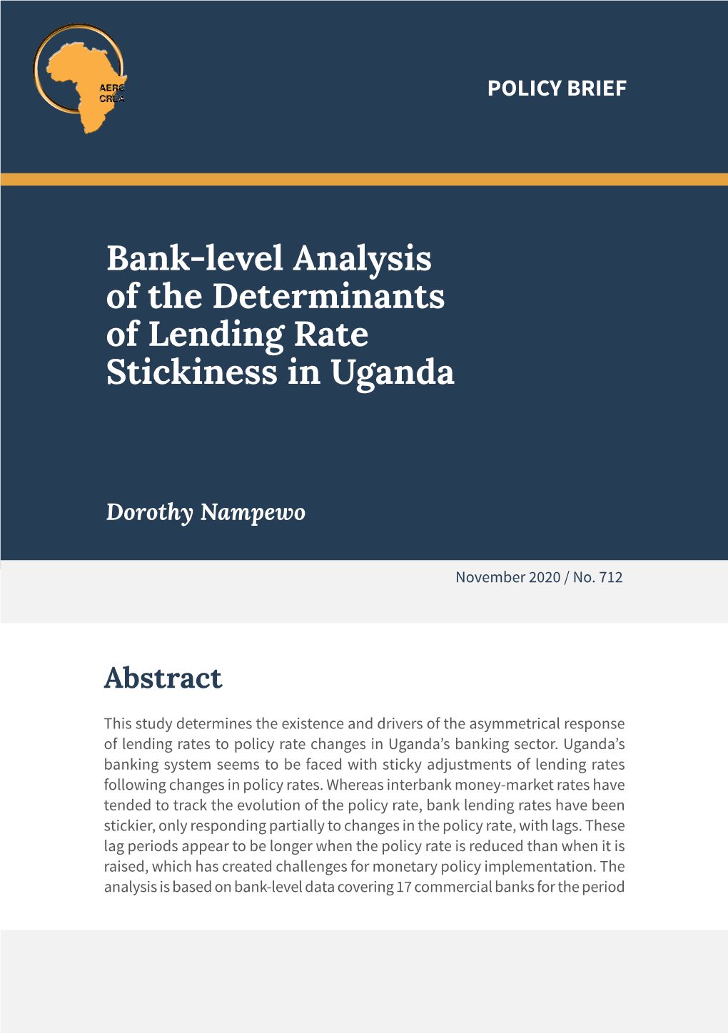 Bank-Level Analysis of the Determinants of Lending Rate Stickiness in Uganda
