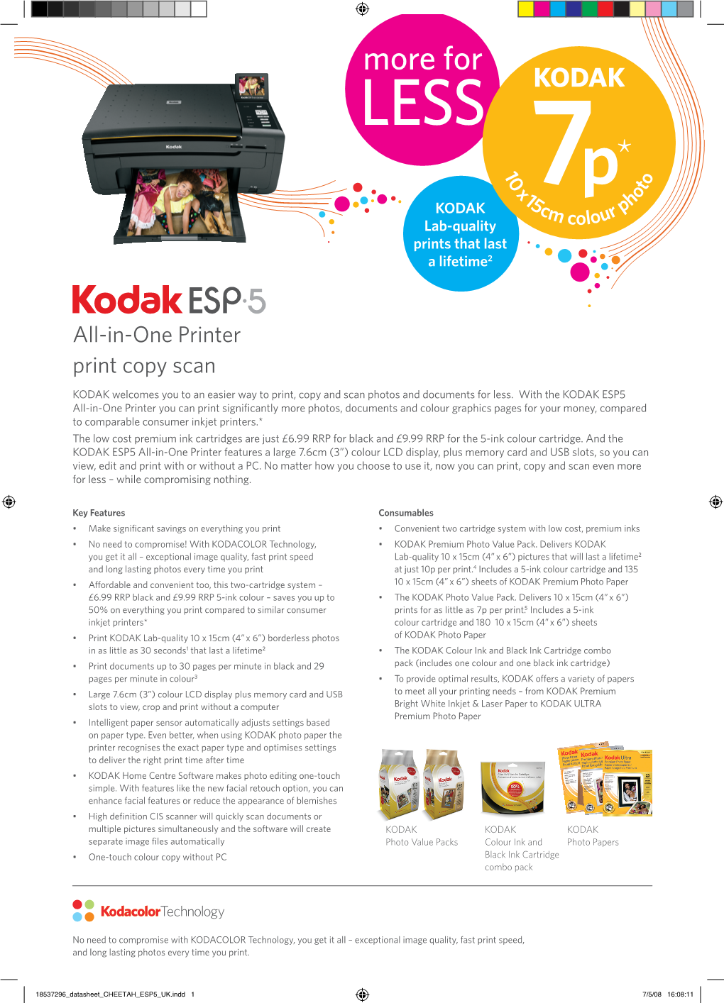 LESS KODAK * 1 0 O X P T 17 O 5 H Kodak Cm Ur P Lab-Quality Colo Prints That Last a Lifetime2