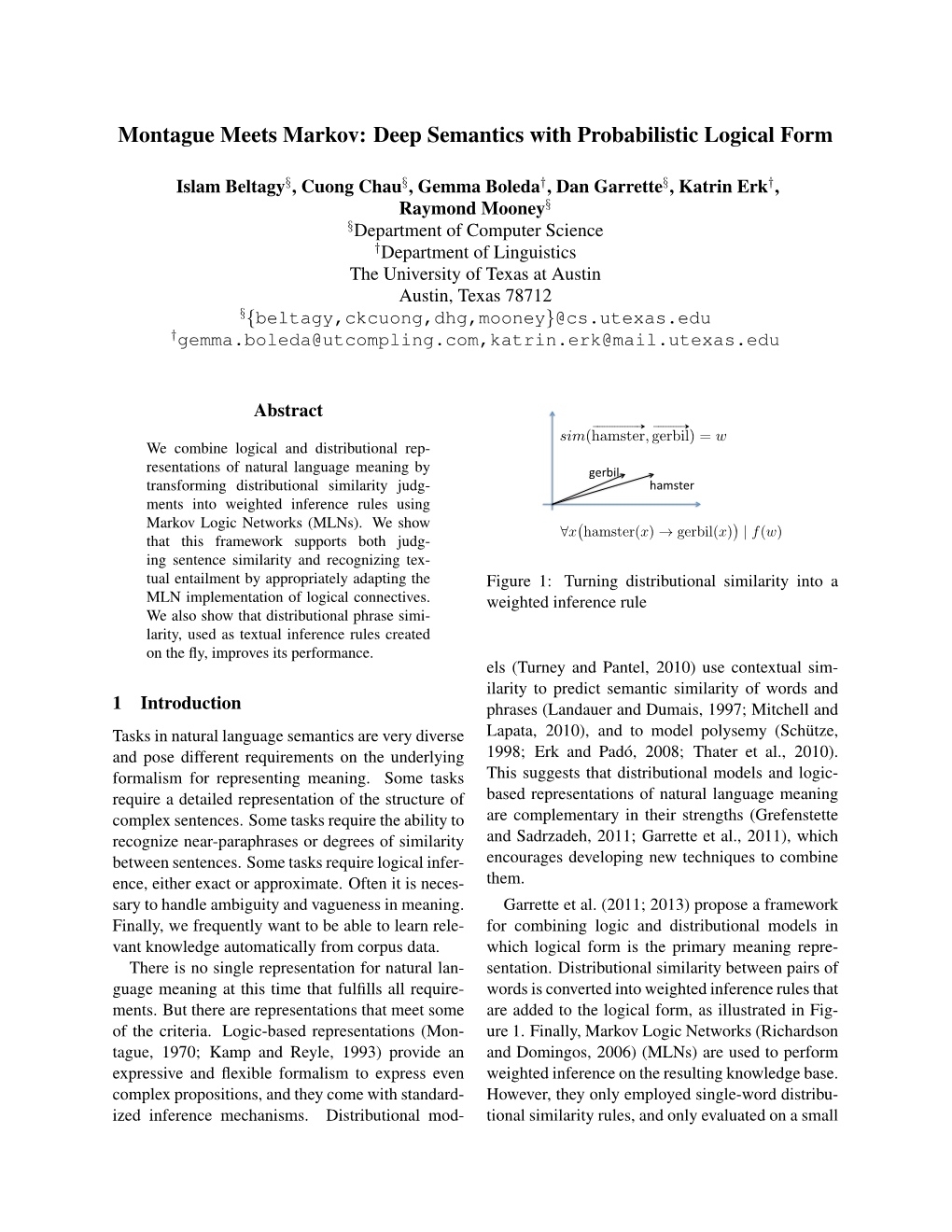 Montague Meets Markov: Deep Semantics with Probabilistic Logical Form