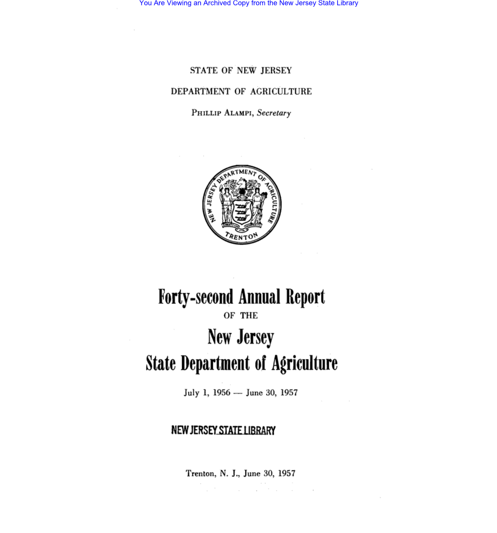 Forty-Second Annual Report New Jersey State Department Of