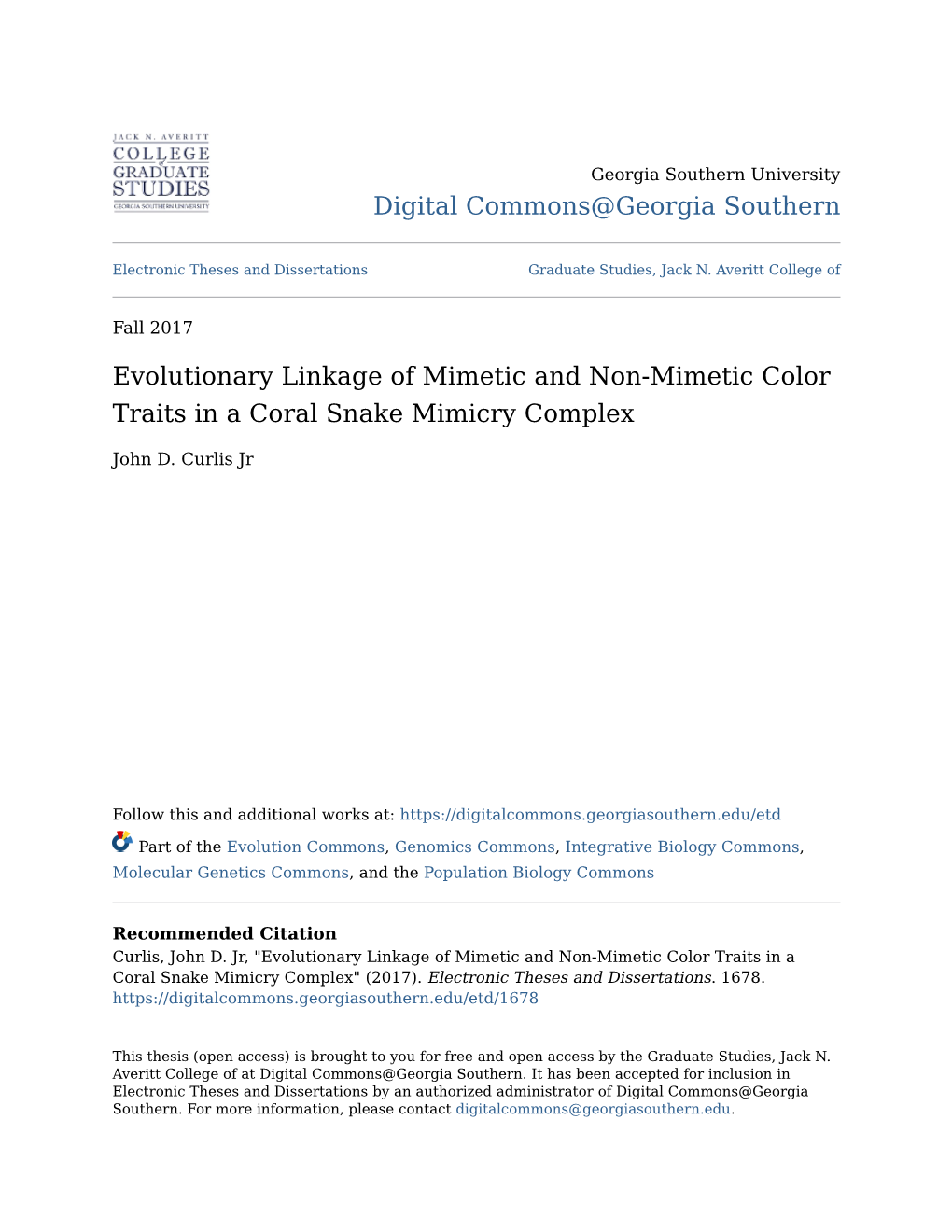 Evolutionary Linkage of Mimetic and Non-Mimetic Color Traits in a Coral Snake Mimicry Complex