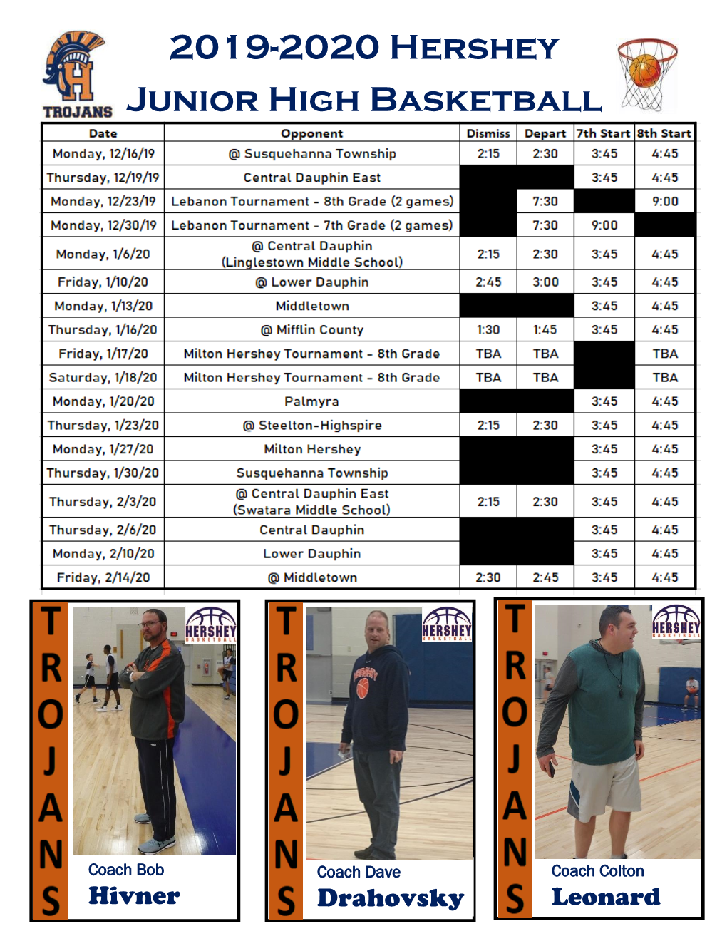 2019-2020 Hershey Junior High Basketball