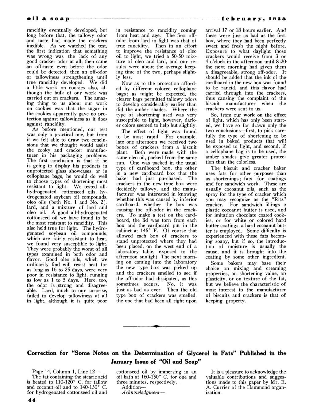 Some Notes on the Determination of Glycerol in Fats