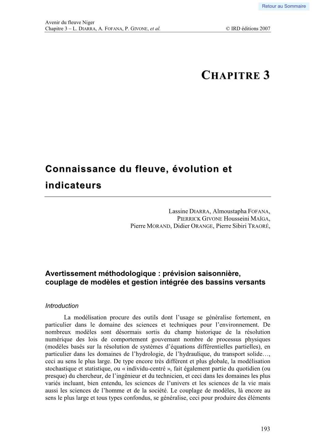 Connaissance Du Fleuve, Évolution Et Indicateurs